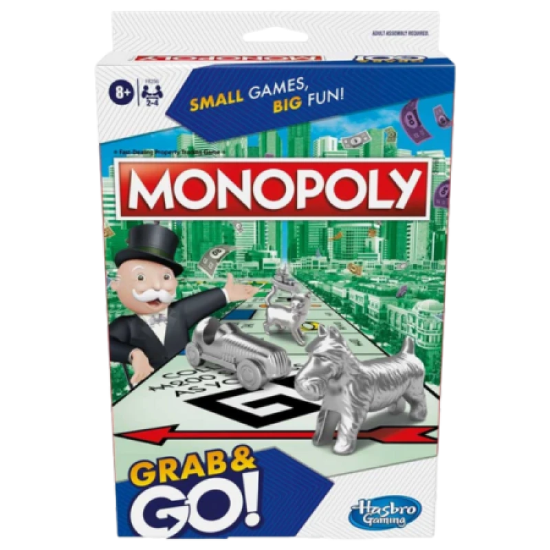 Image of Hasbro Monopoly Grab & Go Portable Card Game HASBRO-F8256