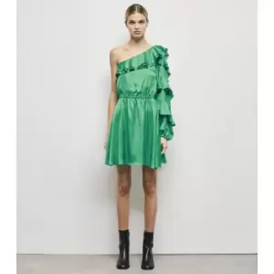 Image of One Shoulder Skater Dress with Ruffles