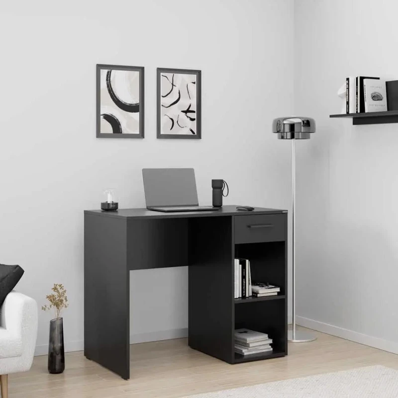 Image of FWStyle FWStyle 1 Drawer 2 Shelf Home Office Study Desk Anthracite Grey Grey One Size Unisex 5056413130785