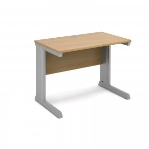 Image of Vivo Straight Desk 1000mm x 600mm - Silver Frame Oak Top