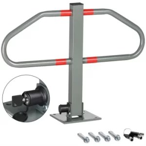 Image of Parking Space Barrier 2 Keys Folding Foldable Integrated Lock Steel Grey Gray Red Assembly Material Included Heavy Steel Construction Easy