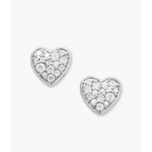 Image of Fossil Womens Elliott Glitz Heart Sterling Stud Earrings - Silver