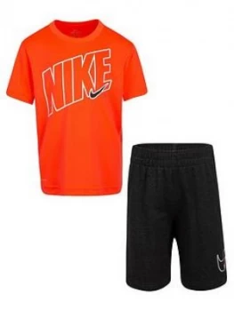 Image of Nike Younger Boys Dri-fit Sport T-Shirt And Shorts 2 Piece Set, Black, Size 18 Months