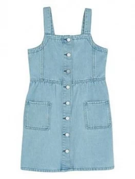 Image of Mintie by Mint Velvet Girls Washed Blue Denim Dress - Blue, Size 7-8 Years, Women