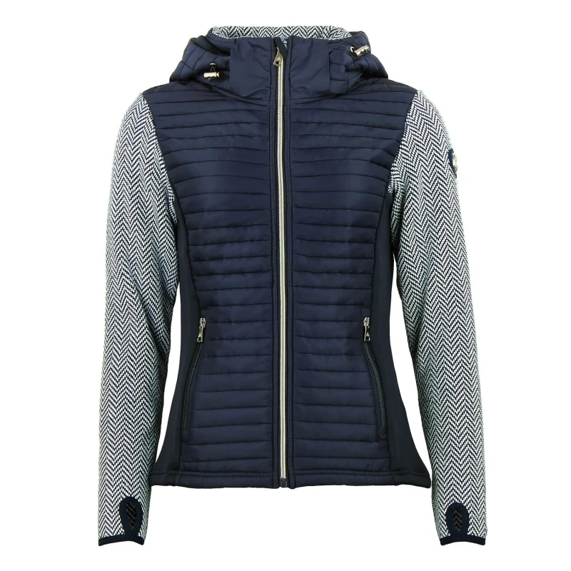 Image of Womens zip-up hooded jacket in three materials Peak Mountain Bleu Female L