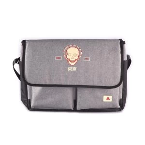 Image of Sony Playstation Biker Skull with Puff Print Messenger Bag (Black/Grey)