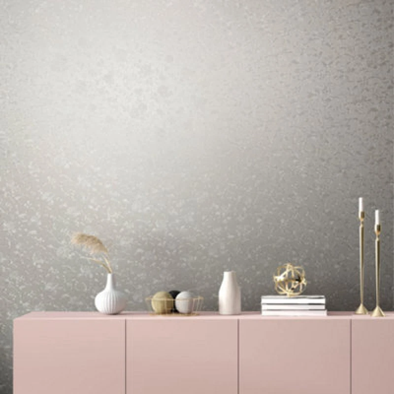 Image of Galerie Industrial Effects White Floral Swirl Pearlescent Wallpaper Roll