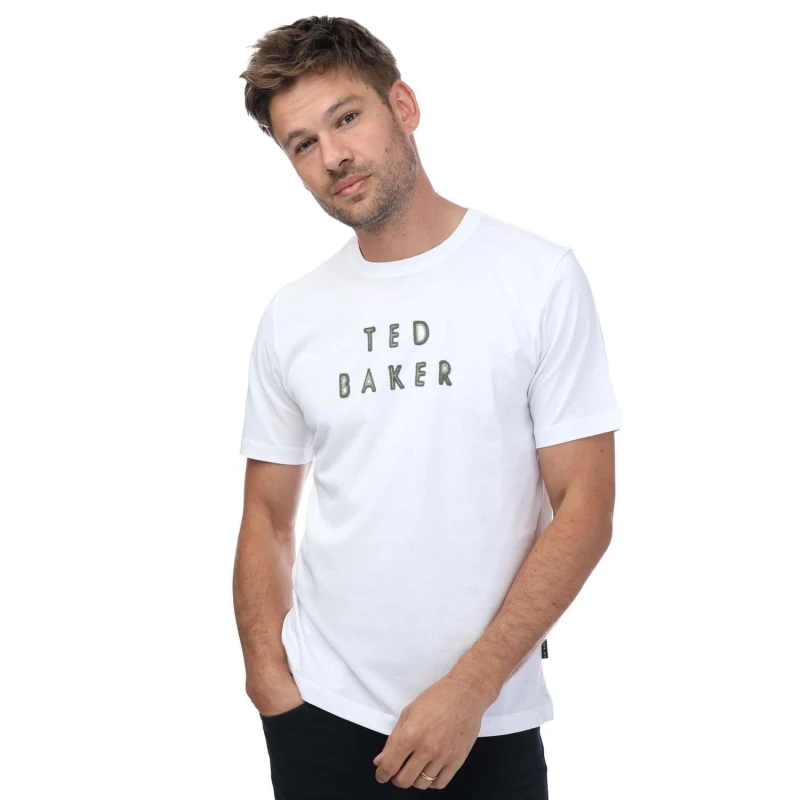 Image of Ted Baker Lough Embroidered Branded T-Shirt - White White S