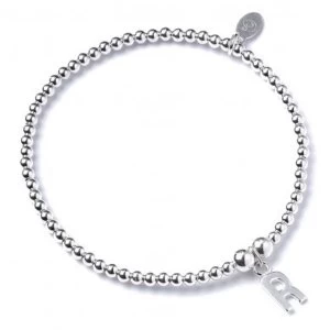 Image of Initial R Charm with Sterling Silver Ball Bead Bracelet