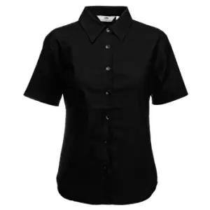 Image of Fruit Of The Loom Ladies Lady-Fit Short Sleeve Oxford Shirt (XS) (Black)