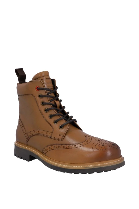 Image of Hunter Mens Cawdor Leather Brogue Ankle Boots UK Size 7 (EU 41) TAN HUN124-TAN-7