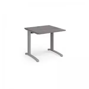 Image of TR10 straight desk 800mm x 800mm - silver frame and grey oak top