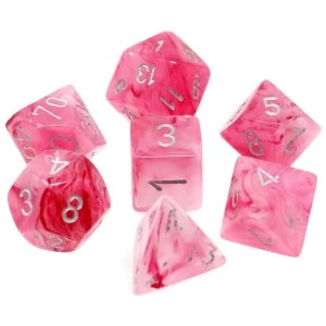 Image of Chessex Ghostly Glow Pink/Silver Poly 7 Dice Set