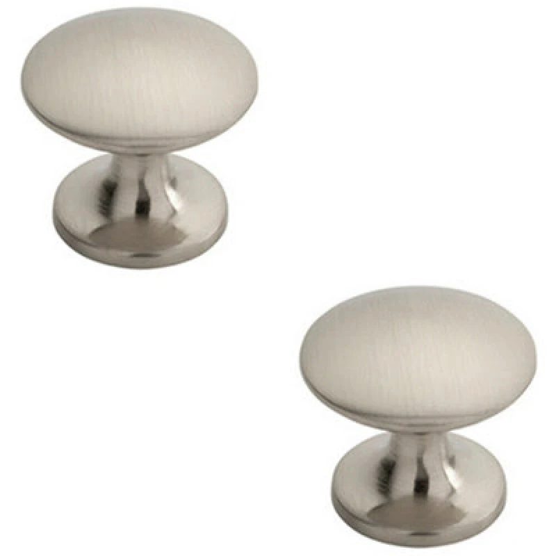 Image of Loops 2x Fingertip Cabinet Door Knob 30mm Diameter Satin Nickel Cupboard Handle Metallics unisex
