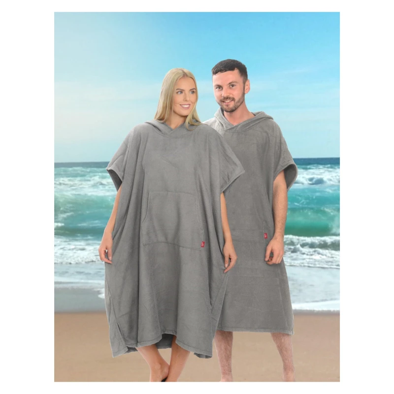 Image of Country Club Country Club Ezi-Dri Adult Poncho and Changing Robe - Grey Grey One Size Unisex 5023674212109