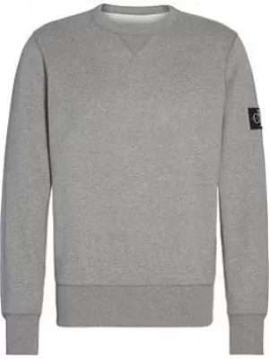 Image of Calvin Klein Jeans Ck Jeans Monogram Sleeve Sweatshirt, Grey, Size S, Men