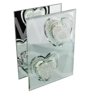 Image of HESTIA? Mirror Glass Crystal Heart Double Tealight Holder