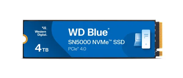 Image of WD Blue 4TB SN5000 M.2 2280 PCIe Gen 4 NVMe SSD - 5500MB/s Read, 5000MB/s Write - WDBS3F0040BNC-WRSN