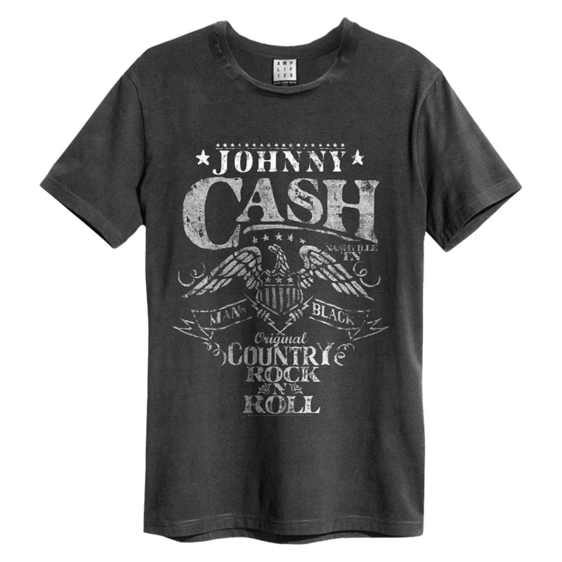 Image of Amplified Amplified Men Eagle Johnny Cash T-Shirt in Charcoal Size: Small Charcoal S Male 5063470345489