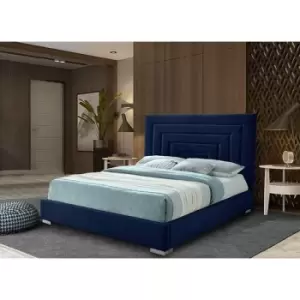 Image of Lisso Upholstered Beds - Plush Velvet, Super King Size Frame, Blue - Blue