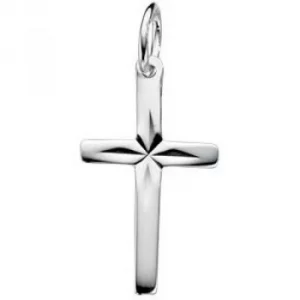 Image of Ladies Beginnings Sterling Silver Diamond Cut Cross Pendant