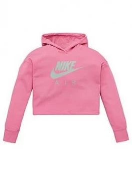 Image of Nike Sportswear Air Older Girls Overhead Cropped Hoodie - Pink, Size L, 12-13 Years, Women