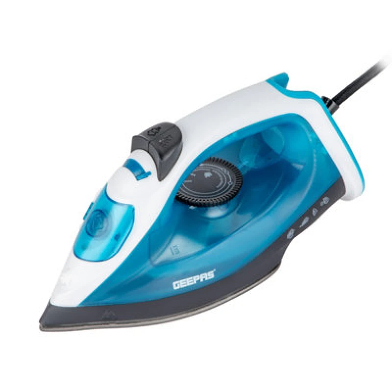 Image of Geepas 1800W Steam Iron Dry & Wet Steam Iron, Variable Temperature Control, Non-Stick Soleplate, 120ml Tank, Blue