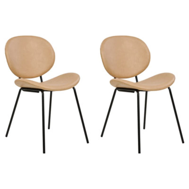 Image of Beliani Set Of 2 Dining Chairs Luana Faux Leather Sand Beige