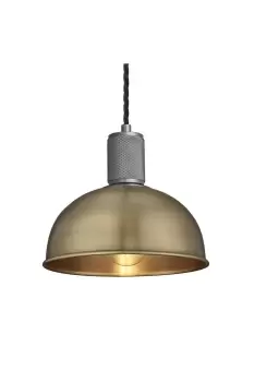 Image of Knurled Dome Pendant Light, 8 Inch, Brass, Pewter Holder