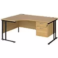 Image of Dams International Left Hand Ergonomic Desk MC16ELP2KO 1,600 x 1,200 x 725 x 800 - 990 mm