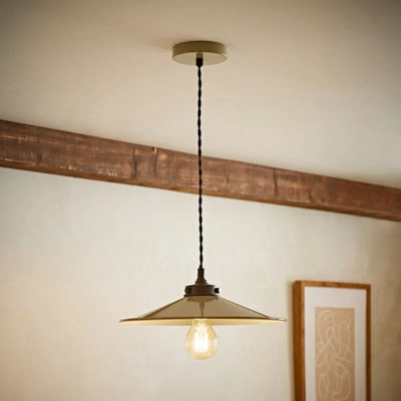 Image of Valuelights Hampstead Green Rolled Edge Tapered Pendant Ceiling Light