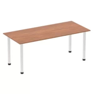Image of Impulse 1800mm Straight Table Walnut Top Chrome Post Leg