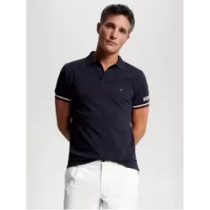 Image of TOMMY HILFIGER Monotype Gs Cuff Slim Polo - Blue