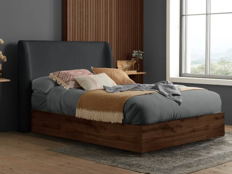 Image of Birlea Halfden Grey Fabric Ottoman Bed Frame - 5ft King Size