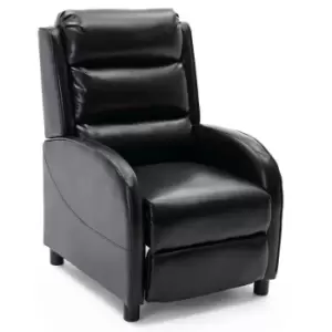 Image of Norton Pushback Recliner Chair - Black Leather