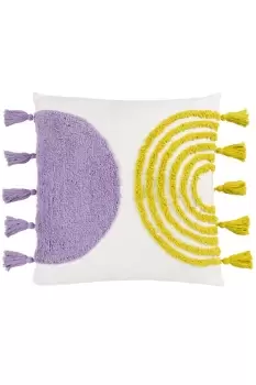 Image of Archow Tufted Cotton Tasselled Polyester Filled Cushion