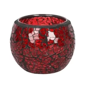 Image of Small Round Red Crackle Candle Holder
