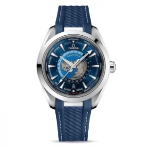 Image of Omega Aqua Terra Mens Blue Rubber Strap Watch