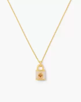 Image of Kate Spade Lock And Spade Mini Pendant, White Gold., One Size