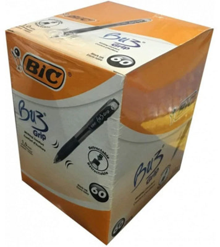 Image of Bic Bic BU3 Grip Retractable Ballpoint Pen (Pack of 60) Black 996683 996683