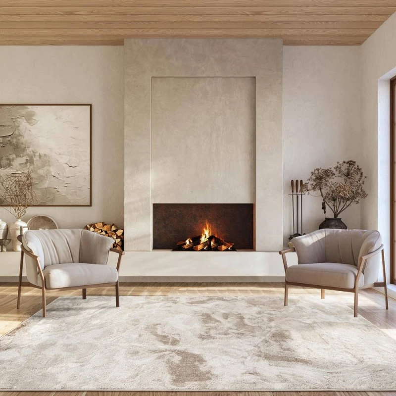 Image of Elysium Modern Abstract Living Room Area Rug Metallic Sheen- Nebula Pearl 120Cm X 170Cm