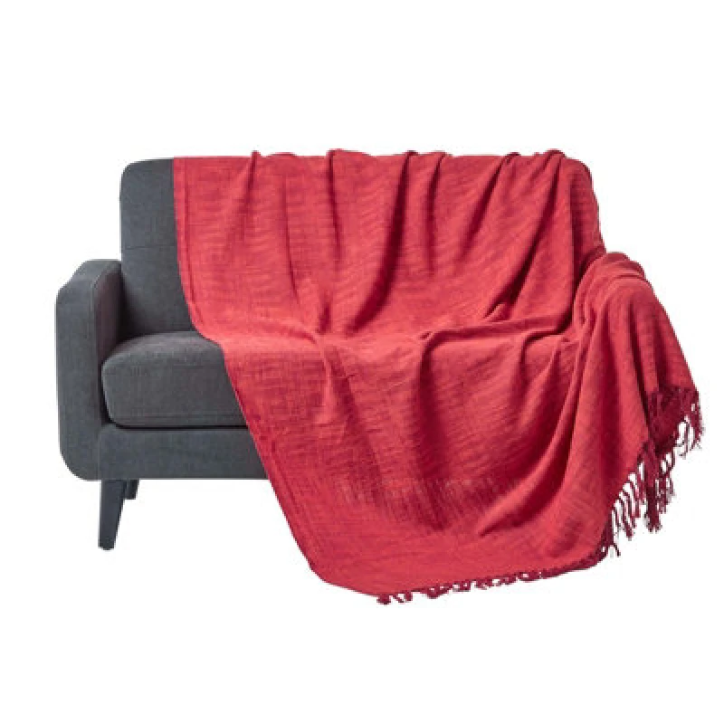 Image of Homescapes Nirvana Slub Cotton Orange Throw, 150 X 200 Cm