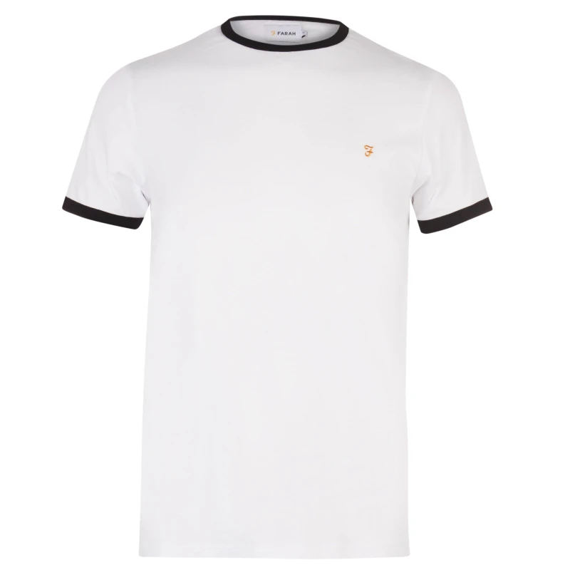 Image of Farah Groves Ringer T Shirt - White White XS