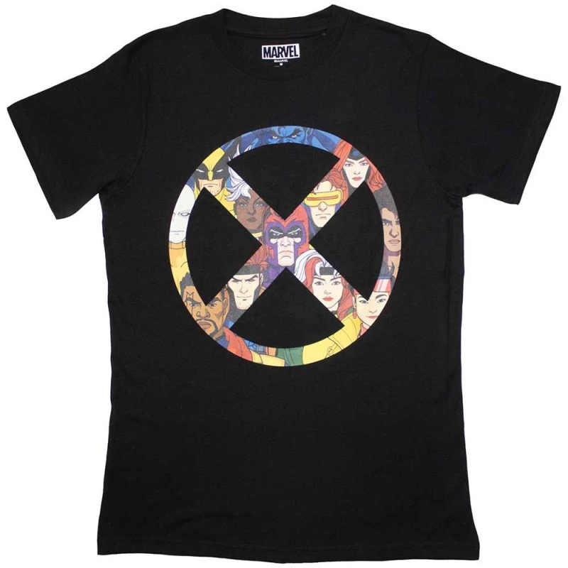 Image of Marvel X-Men 97 X Badge Logo T Shirt Black unisex