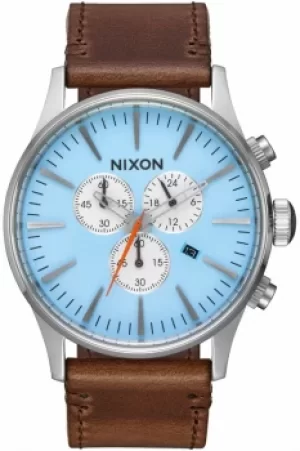 Image of Mens Nixon The Sentry Chrono Leather Chronograph Watch A405-2547