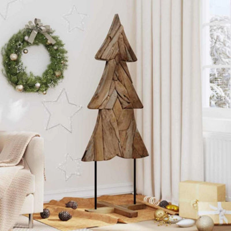 Image of vidaXL Christmas Tree with Stand Brown 150 x 58cm Solid teak wood, Brown 42017932