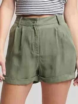 Image of Superdry Studios Cupro Short -green, Green, Size 8, Women