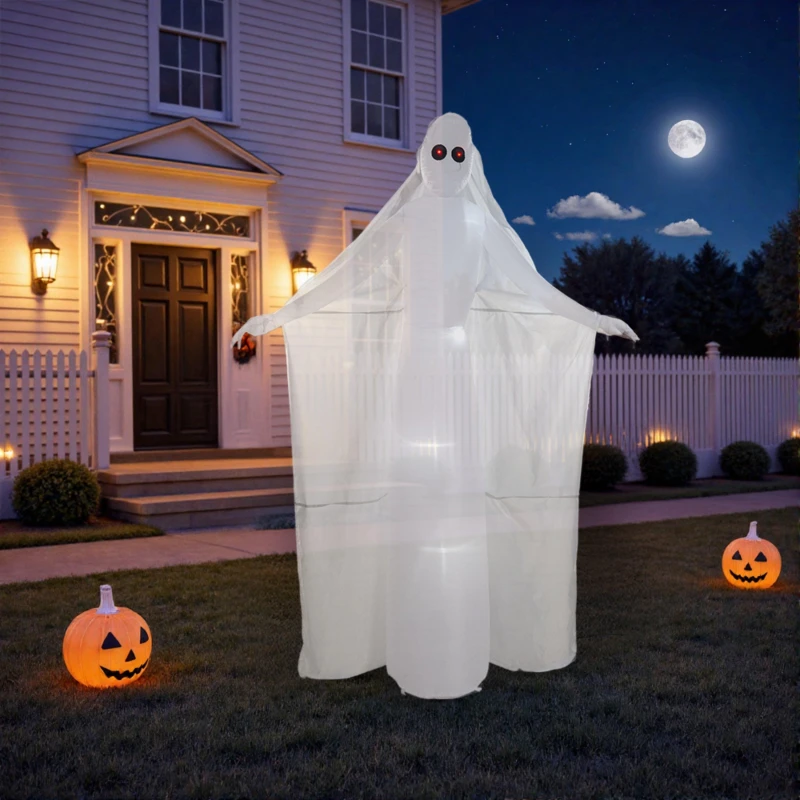 Image of LIFE IDEAS Tall Ghost Bribe with Red Eyes Inflatable White unisex One size
