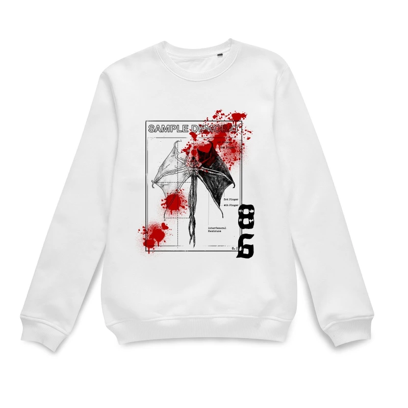 Image of Stranger Things Stranger Things Official Demobat Sweatshirt in White Size: Medium White M Unisex 5056762808014