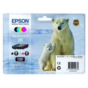 Image of Epson Polar Bear 26 Black And Tri Colour Ink Cartridge